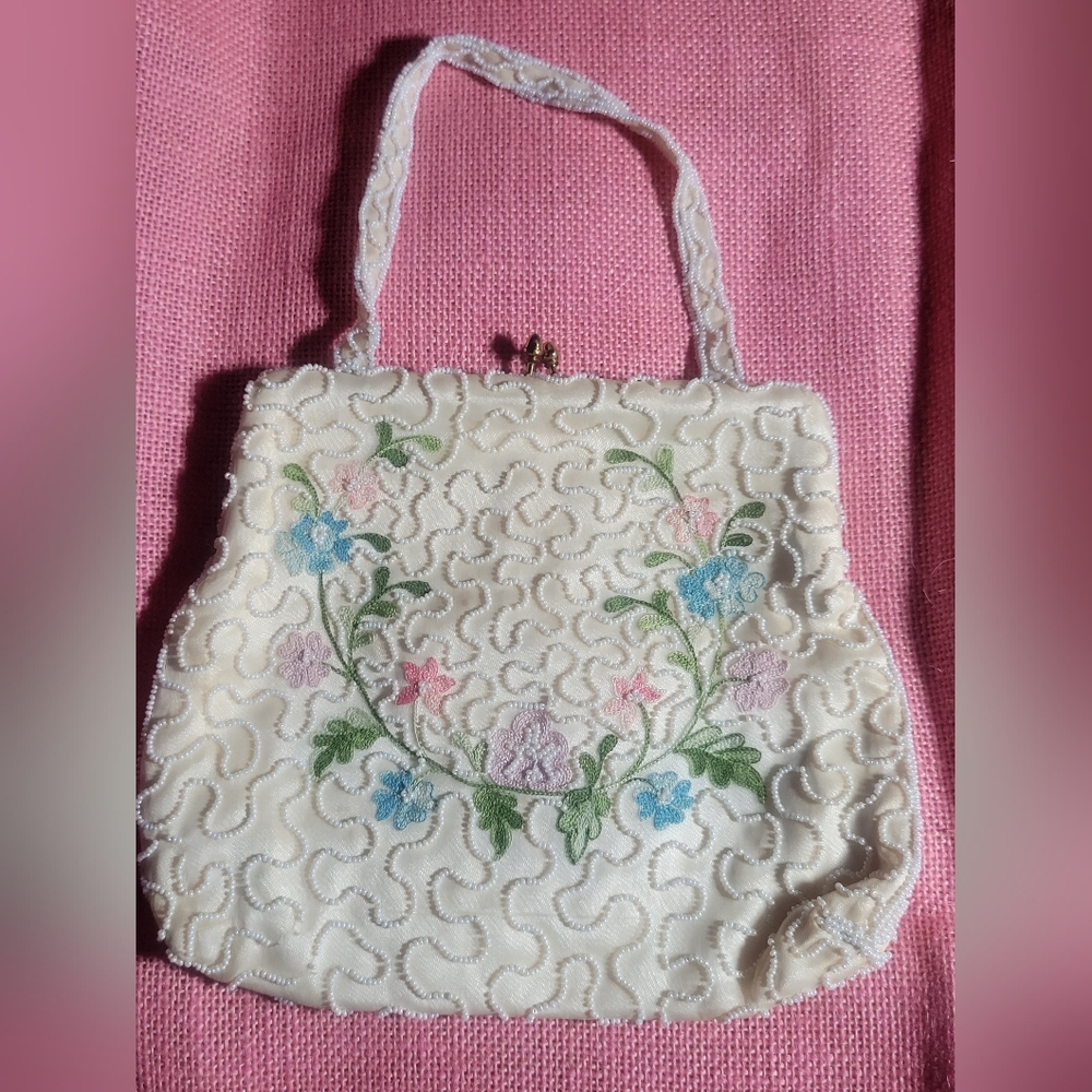 Vintage Pastel Spring Beaded Purse